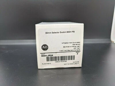 ALLEN-BRADLEY Allen Bradley 800H-JR2A 3 Position Selector Switch White Std Knob Maint