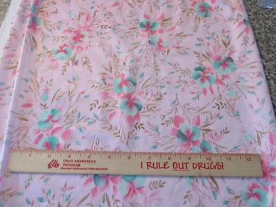 1 Yards +10 inches X 60" wide Fabric Cranston Prints Pink With Flowers Polester - Image 1 of 4