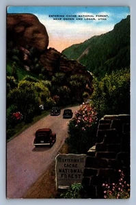 Postcard Vtg Utah Entering Cache National Forest Ogden And Logan - Picture 1 of 2