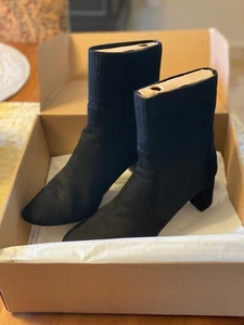ANN TAYLOR TRIXIE BLK SUEDE SOCK BOOT, SZ 11 HEEL 2.75 EXCELLENT CONDITION - Picture 1 of 11