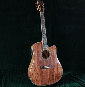 Cutway Hollow Body 45S Acoustic Electric Guitar Full Koa with EQ Abalone Inlay - Picture 1 of 10