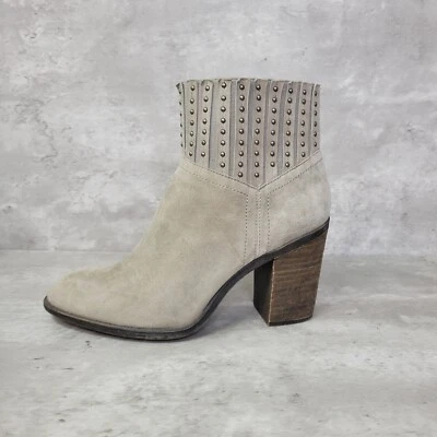 Lucky Brand Bota Mujer 9.5 Gris Tachonado Botín Tacón Cremallera Lateral Foto 1 de 4