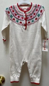 Christmas Valentine Baby Girl Cat & Jack Cream Fancy Knit Romper 0-3 mo NWT - Picture 1 of 4