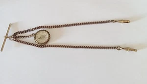 Antique Vintage Double Albert Pocket Watch Chain With Compass - Picture 1 of 4