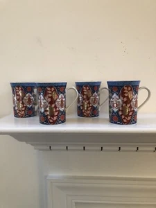 Vintage Set of 4 Multicolored Smithsonian Institution Porcelain Coffee Tea Mugs - Picture 1 of 19