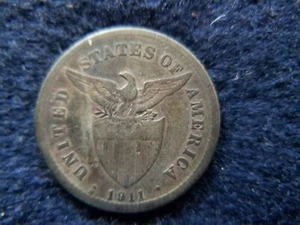 20 Centavos Philippines 1911 S Silver U.S. United States Coin - Picture 1 of 2