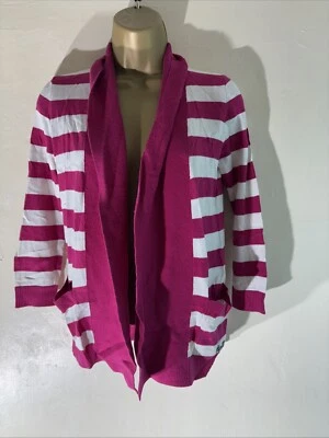 Womens Hollister Size XS Pink&white Thin Knit Long Sleeve Open Front Cardigan - Image 1 of 4
