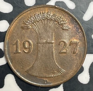 1927-D Germany 1 Pfennig Lot#T4029 High Grade! Beautiful! - Picture 1 of 2
