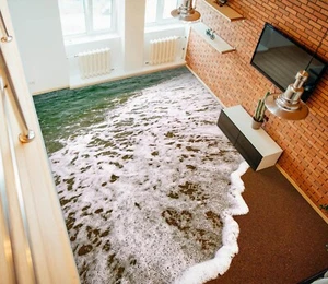 3D Strand Wellen C1395 Fußboden Wandbild Unentschied BildTapete Familie DE Amy - Bild 1 von 6