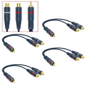 4Pcs -1 RCA Male to 2 RCA Female Audio cable Audio Y-Converter Splitter Adapter - Picture 1 of 7