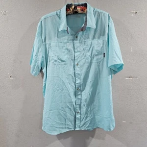 Eddie Bauer Men's Shirt Fishing Tall Large TL Blue Fish Short Sleeve Classic Fit - Picture 1 of 6