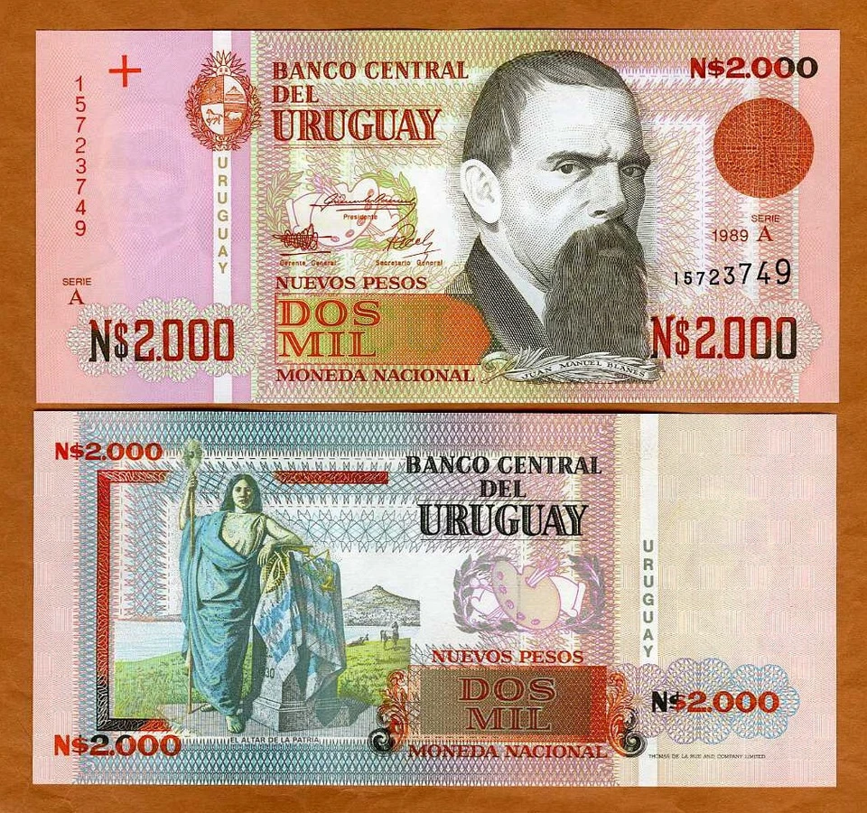 Uruguay, 2000 Nuevos Pesos, 1989, P-68a, UNC - Image 1 of 1