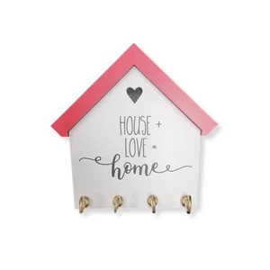 CASETTA IN LEGNO PORTACHIAVI HOUSE + LOVE = HOME (TETTO ROSSO) - LINA - Bild 1 von 1