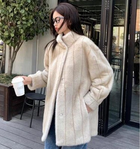 Damenmode Winter Stehkragen Langarm locker warm Kunst Nerz Pelzmäntel - Bild 1 von 11