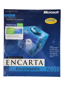 Vintage Microsoft Encarta Encyclopedia 2000 PC CD-Rom - New Sealed - Picture 1 of 4