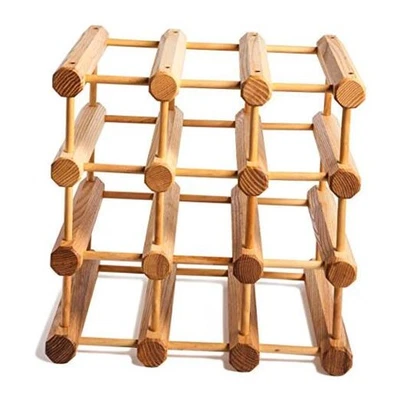  Wood Stackable Modular Wine Rack Storage Holder with Natural 12 Bottle Cooper - Image 1 of 4