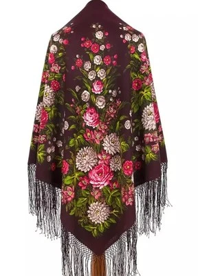 58'' квадратный шарф 100% шерсти мериноса Павлово Посад шаль бордовый надежном большой 318 - Изображение 1 из 4