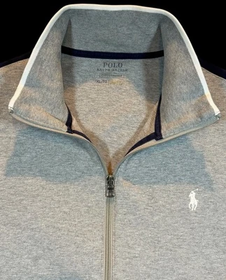 Chaqueta de Pista Universitaria Ralph Lauren Para Hombre Gris Rayas Cremallera Completa RL Pony Talla XL Foto 1 de 4