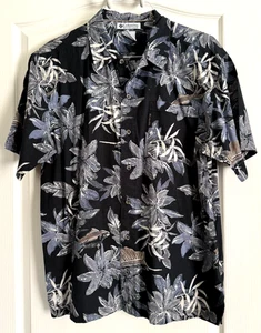 Columbia Hemd Knopfleiste Kurzarm blau Blumen Hawaii Angeln Baumwolle Large - Bild 1 von 5