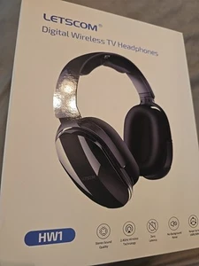 Letscom HW1 Rechargeable Wireless TV Headphones Black Brand New Sealed - Picture 1 of 1