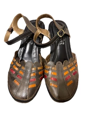 L’ARTISTE SPRING STEP Braided Lagenlook Brown Natural Boho Closed Toe Sandals 38 - Image 1 of 4