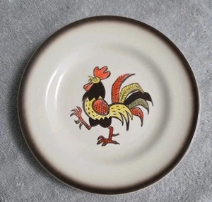 Vintage MCM Metlox Poppytrail Red Rooster Plate Retro 6.5" Made in California - Picture 1 of 2