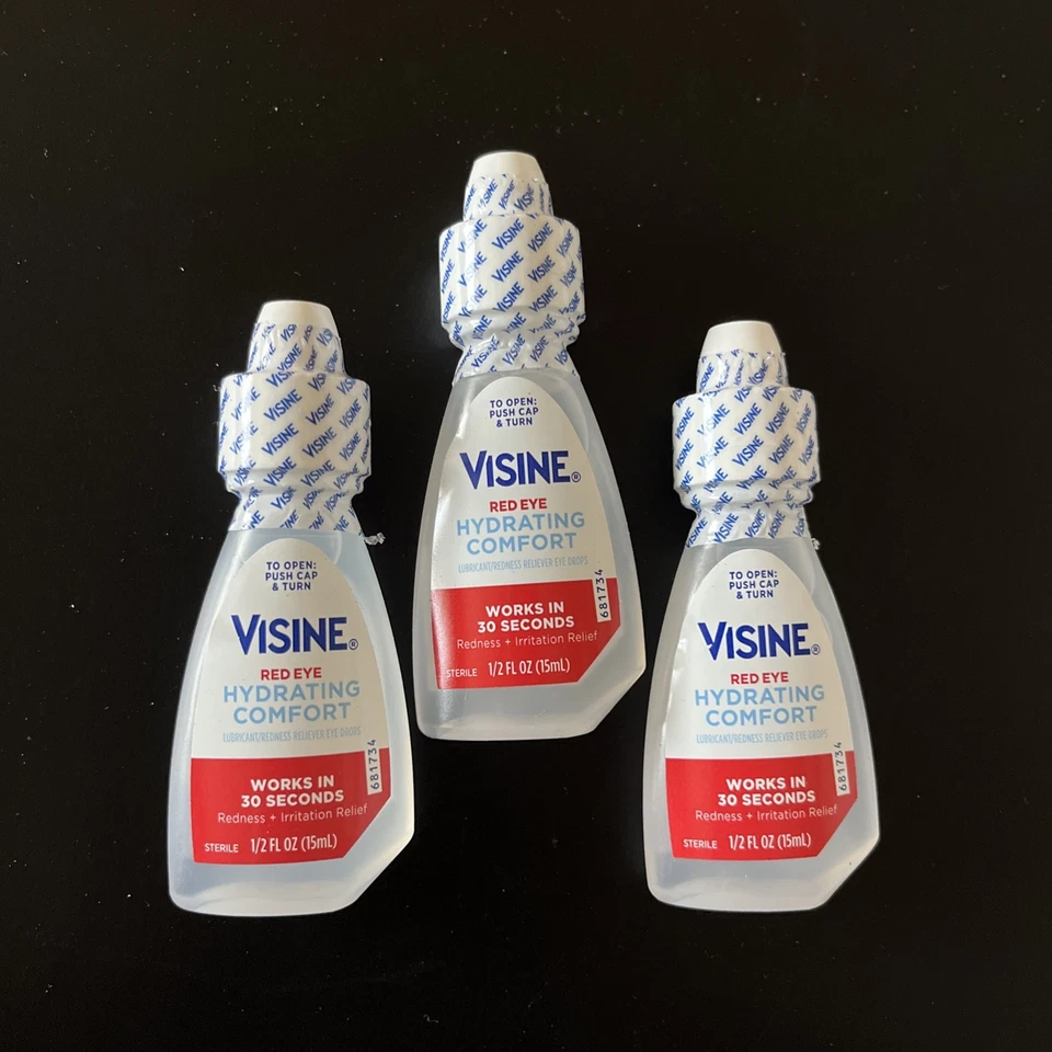 Visine Red Eye Hydrating Comfort Redness Relief and Lubricant Drops to...