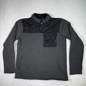 NOMAD Herren Mock Neck Pullover Fleece Sweatshirt grau schwarz Gr. S Druckknopfkragen - Bild 1 von 6