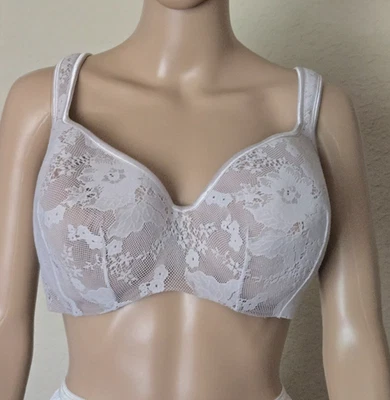 Cacique  Ivory Beige Lace Overlay underwired lined Balconette Bra size 46C - Image 1 of 4