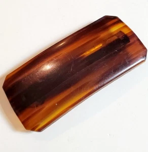 Vintage Brown Faux Tortoise Shell Hair Clip Barrette Made In France - Picture 1 of 6