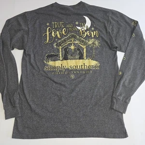 Simply Southern Long Sleeve Shirt Womens Sz M "True Love Was Born In A Barn" - Picture 1 of 8