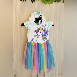 JoJo Siwa Girls Unicorn Hoodie Dress – Size M (7/8) - Picture 1 of 7