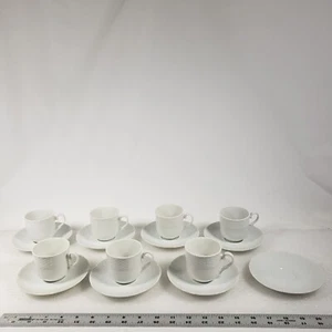 8 Untertassen 7 Tassen Toscany Bianco Fine China Japan Tee Kaffee Dekor Strukturiert - Bild 1 von 24