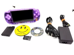 Sony PSP-3000 Playstation Portable Handheld Console Clear Purple Shell Custom - Picture 1 of 12