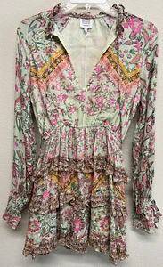 Hemant & Nandita Nora Metallic Floral Nora Dress Women’s Size XS Sage Pink NEW - Picture 1 of 11