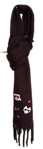 Karl Lagerfeld Paris Logo Women Black Large Thick Fuzzy Scarf 15” X 82” NWT $68 - Picture 1 of 3