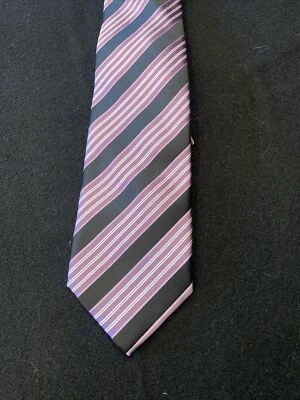Brand Q Men's Tie 100% Microfiber Necktie Purple Stripe 60"x3.5" Foto 1 de 4