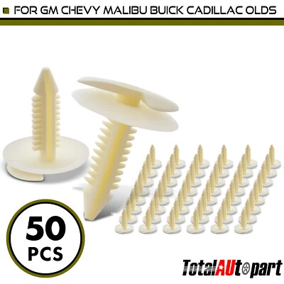 50x Clips de retención de panel de moldura de puerta doble cabezal para Chevy Buick Olds 7,94 mm nailon Foto 1 de 4