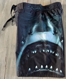 2013 OLD NAVY BOYS Jawsome Shark Print Mesh Liner Swim Trunk Shorts XS 4 5 Yrs - Picture 1 of 4