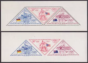 DOMINICAN REPUBLIC 1956 OLYMPIC GAMES MELBOURNE 2-MIN. SHEET MNH PERF & IMPERF - Picture 1 of 4