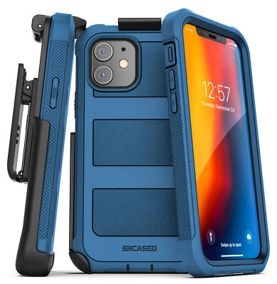 iPhone 12 Mini Case w/ Built-in Screen Protector and Belt Clip Holster - Blue - Image 1 of 4