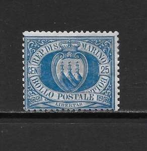 SAN MARINO SCOTT 14 MH FINE - 1899 25c NUMERO BLU DI EMISSIONE VALORE - Foto 1 di 2