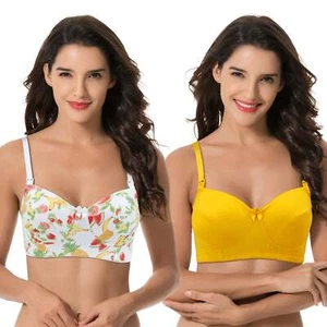 Women's Nursing Plus Size Wirefree Unlined Maternity Lace Trim Bra - Picture 1 of 7