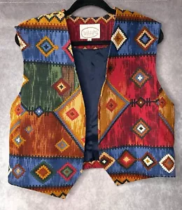 Vintage Wraps Open Tapestry Vest Texas USA Women’s XL Rodeo Western Wear - Picture 1 of 7