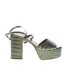 L'autre Chose Women Shoes Green Croco Embossed Leather Sandal Platform Heel 11