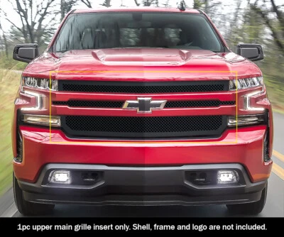 Se adapta a Chevy Silverado 1500 2019-2022 rejilla principal superior de malla negra de acero inoxidable Foto 1 de 4