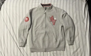 Men Avirex Full Zip Casual Heavyweight Sweatshirt Fleece Gray SizeM Patch Stitch - Picture 1 of 7