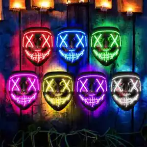 Halloween LED Mask Clubbing Light Up Costume Rave Cosplay Party Purge 3 Modes - Picture 1 of 19