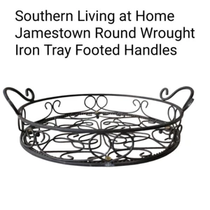 Southern Living at Home Jamestown Round Wrought Iron Tray Footed Handles - Picture 1 of 10