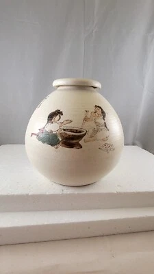 Корейский Buncheong керамики Haenggo банка чая банка ваза 6» надпись 2 девочек приготовления - Изображение 1 из 4